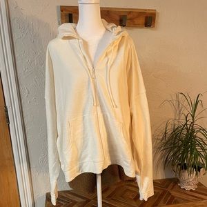 NWT Old Navy Ivory Cream Zip Up Textured Cotton Hoodie Sz XXL